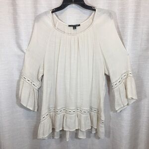Zac & Rachel Ivory Peasant Summer Top Women XL
